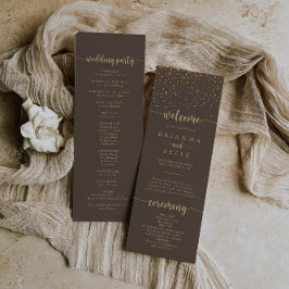 Programa Casamento Brown Confetti Calliografia Dourada