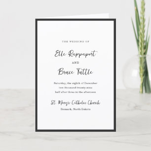 Programa Casamento Católico Minimalista Tipografia Moderna