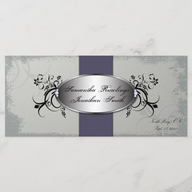 Programa Casamento Cinza Elegante Purple Vintage F (Frente)