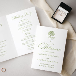 Programa Casamento Clássico com Hortênsias Verde Oliva