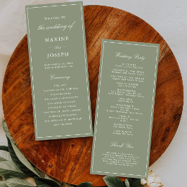 Programa Casamento Clássico com Letra Script em Verde Poeir
