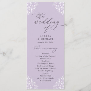 Programa Casamento Clássico de Lavanda Roxo da Elegante