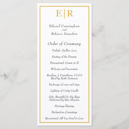 Programa Casamento Clássico Elegante Monograma Dourado