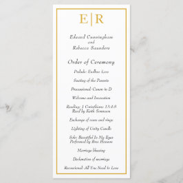 Programa Casamento Clássico Elegante Monograma Dourado