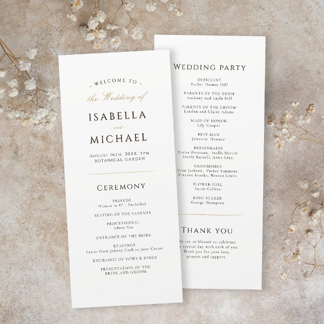 Programa Casamento Clássico Elegante Simples (Simple Elegant Modern Classy Wedding Program)