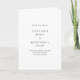 Programa Casamento Clássico Preto e Branco Elegante