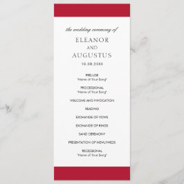Programa Casamento Clássico Simples Elegante Vermelho Mínim