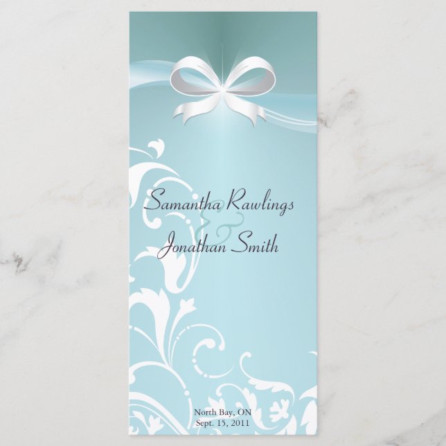 Programa Casamento - Classy Teal Satin Ribbon (Frente)