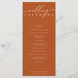 Programa Casamento com cerimônia de terracota minimalista