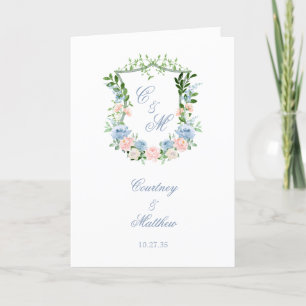 Programa Casamento com Crista Floral Azul Empoeirado