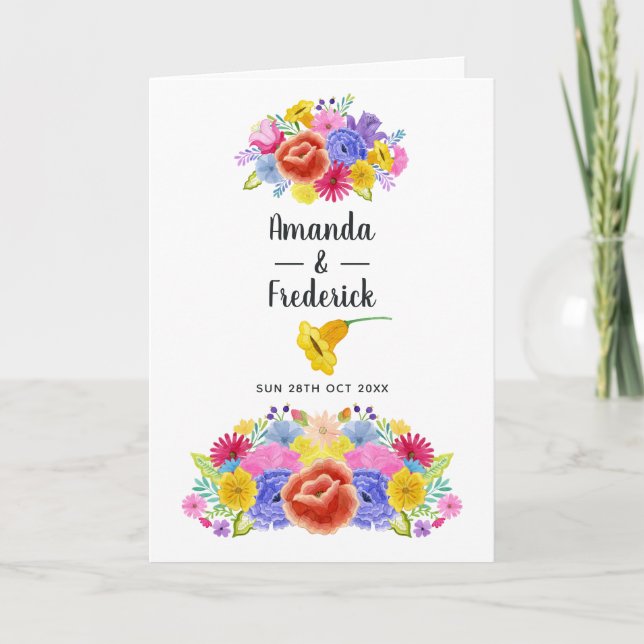 Programa Casamento com Fiesta Mexicana Floral de Watercolor (Frente)