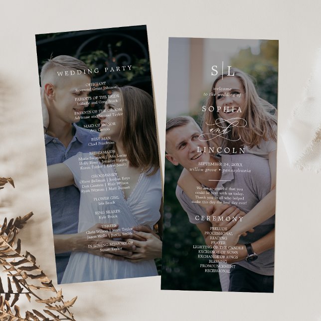 Programa Casamento com Fotografias Românticas Monograma Esc (Criador carregado)