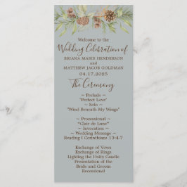 Programa Casamento com Grafia Elegante Cinza de Inverno