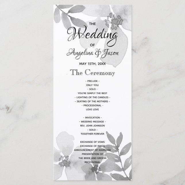 Programa Casamento com Letra de Caligrafia Moderna (Frente)
