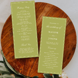 Programa Casamento com Letra Elegante em Verde Oliva