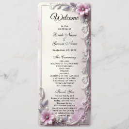 Programa Casamento com Moldura Floral Rosa