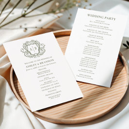 Programa Casamento com Monograma Crest Rosa Divagante