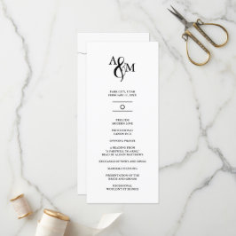 Programa Casamento com Monograma Preto e Branco Moderno