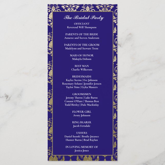 Programa Casamento com Púrpura Violeta e Dourado (Verso)