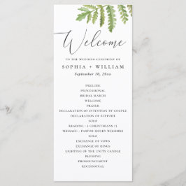Programa Casamento com vegetação florestal em aquarela e ca