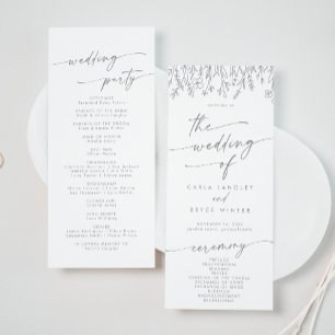 Programa Casamento Comprimento de Chá Flor Silvestre Cinza