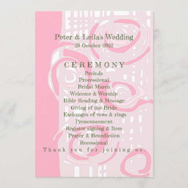 Programa Casamento Cultura Mosaica Cor-de-rosa 1 (Frente)