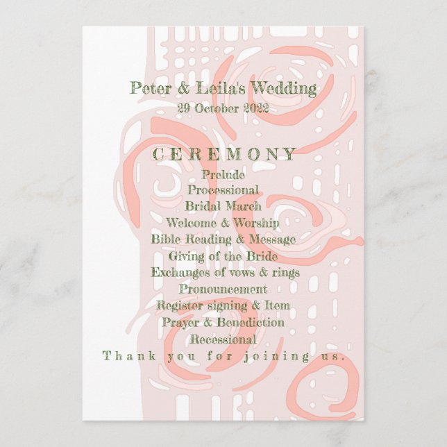 Programa Casamento Cultura Mosaica Coral Floral 2 (Frente)