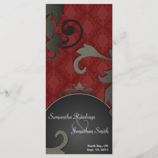 Programa Casamento - Damasco Floral Negro e Vermel