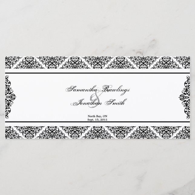 Programa Casamento - Damasco Negro e Branco (Frente)