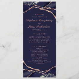 Programa Casamento de Agata de Folha de Rosa Azul Elegante