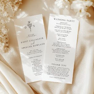 Programa Casamento de Altura Simples de Monograma Floral Br