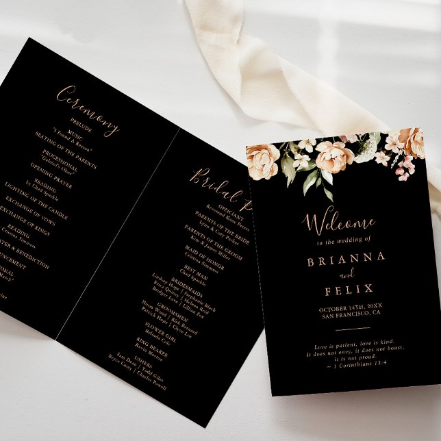 Programa Casamento de Black Formal Royal Floral Dobrado (Criador carregado)