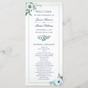 Programa Casamento de Buquê de Anêmona Floral de Watercolor
