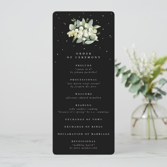 Programa Casamento de Buquê Elegante Black Snowberry+Eucaly (Em pé/Frente)