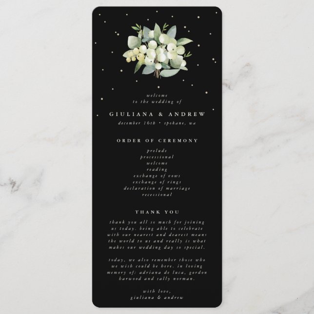 Programa Casamento de Buquê Elegante Black Snowberry+Eucaly (Frente)