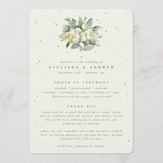 Programa Casamento de Buquê Elegante Cream Snowberry+Eucaly (Frente)