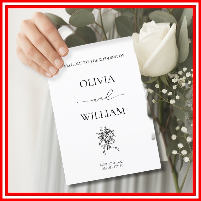 Programa Casamento de Caligrafia Simples, Preta e Branca (Criador carregado)