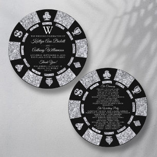 Programa Casamento de Chip Casino de Silver Glitter Monogra