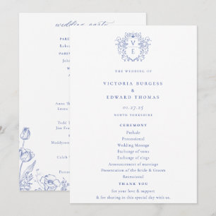 Programa Casamento de Crest do Monograma Azul de Regência