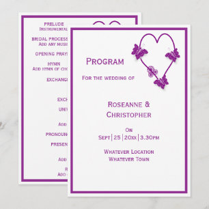 Programa Casamento de Design do Coração das Borboletas Roxa