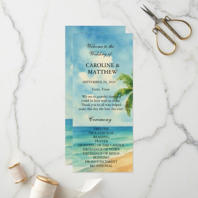 Programa Casamento de Destino da Ilha Tropical Beach (Frente/Verso In Situ)