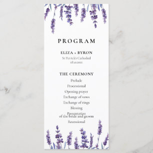 Programa Casamento de dois lados da lavanda floral elegante