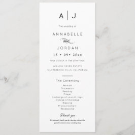 Programa Casamento de Eterno do Monograma Minimalista Moder