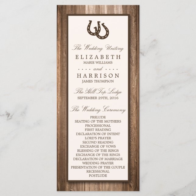 Programa Casamento de ferradura russa e madeira marrom (Frente)