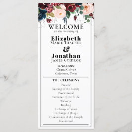 Programa Casamento de Florais Escuro Elegante