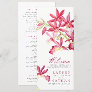 Programa Casamento de flores botânicas de orquídea vermelha
