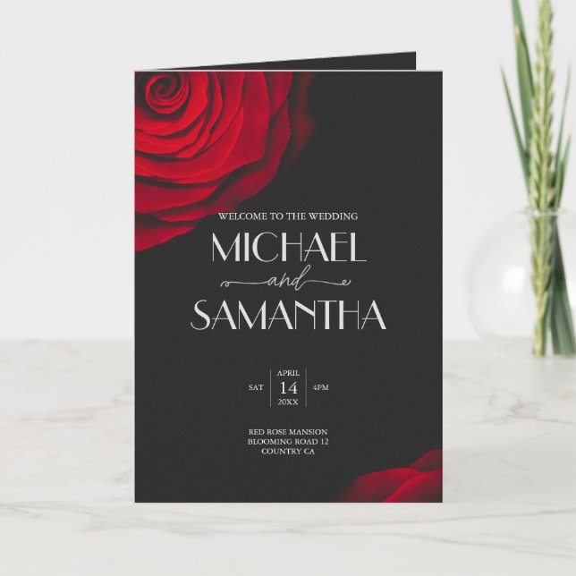 Programa Casamento de flores de pétalas com rosa vermelha d (Frente)