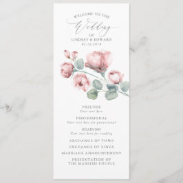 Programa Casamento de Flores Elegantes Românticas Dusty Pin