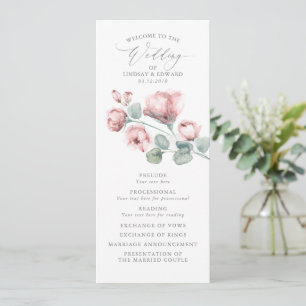 Programa Casamento de Flores Elegantes Românticas Dusty Pin
