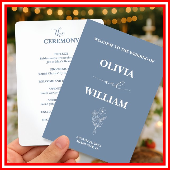 Programa Casamento de Flores Silvestres Azul Empoeirado (Criador carregado)